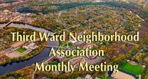 Picture with TWNA Monthly Meeting imposed on photo of neighborhood